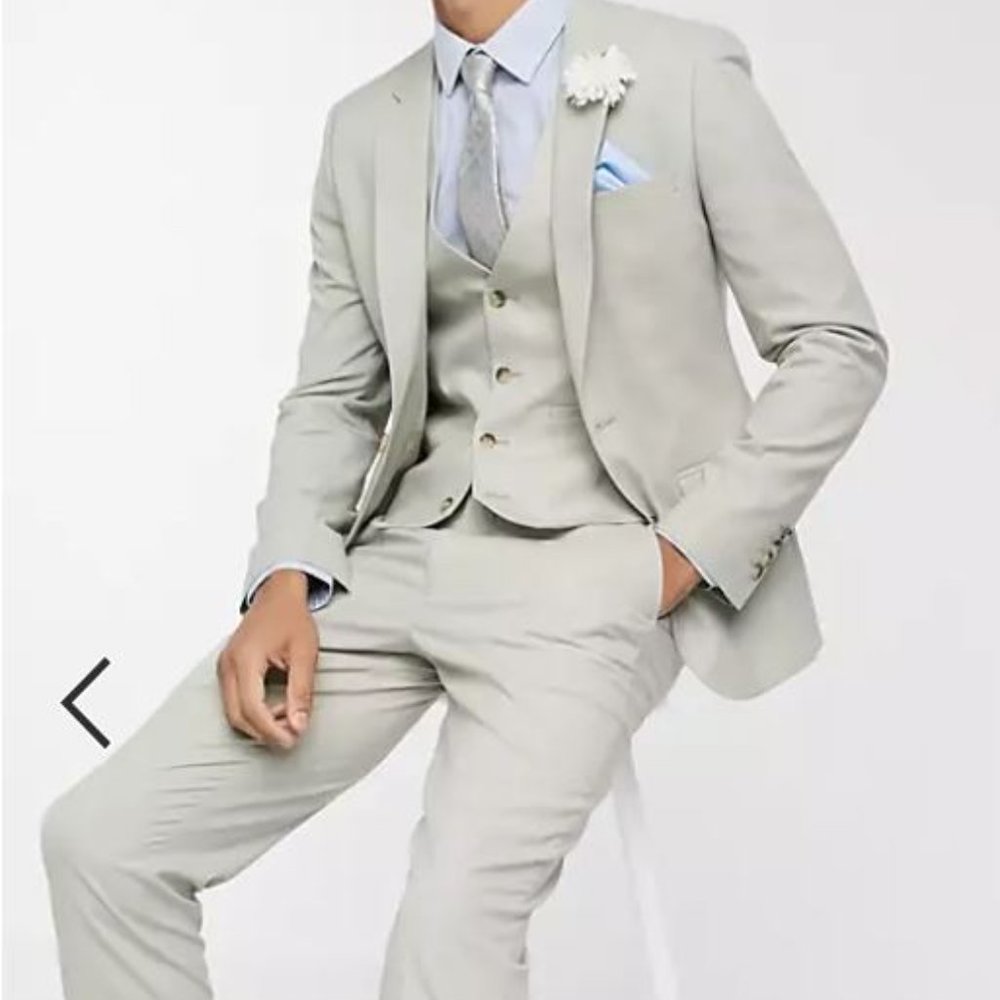 ASOS DESIGN wedding skinny suit jacket in sage green